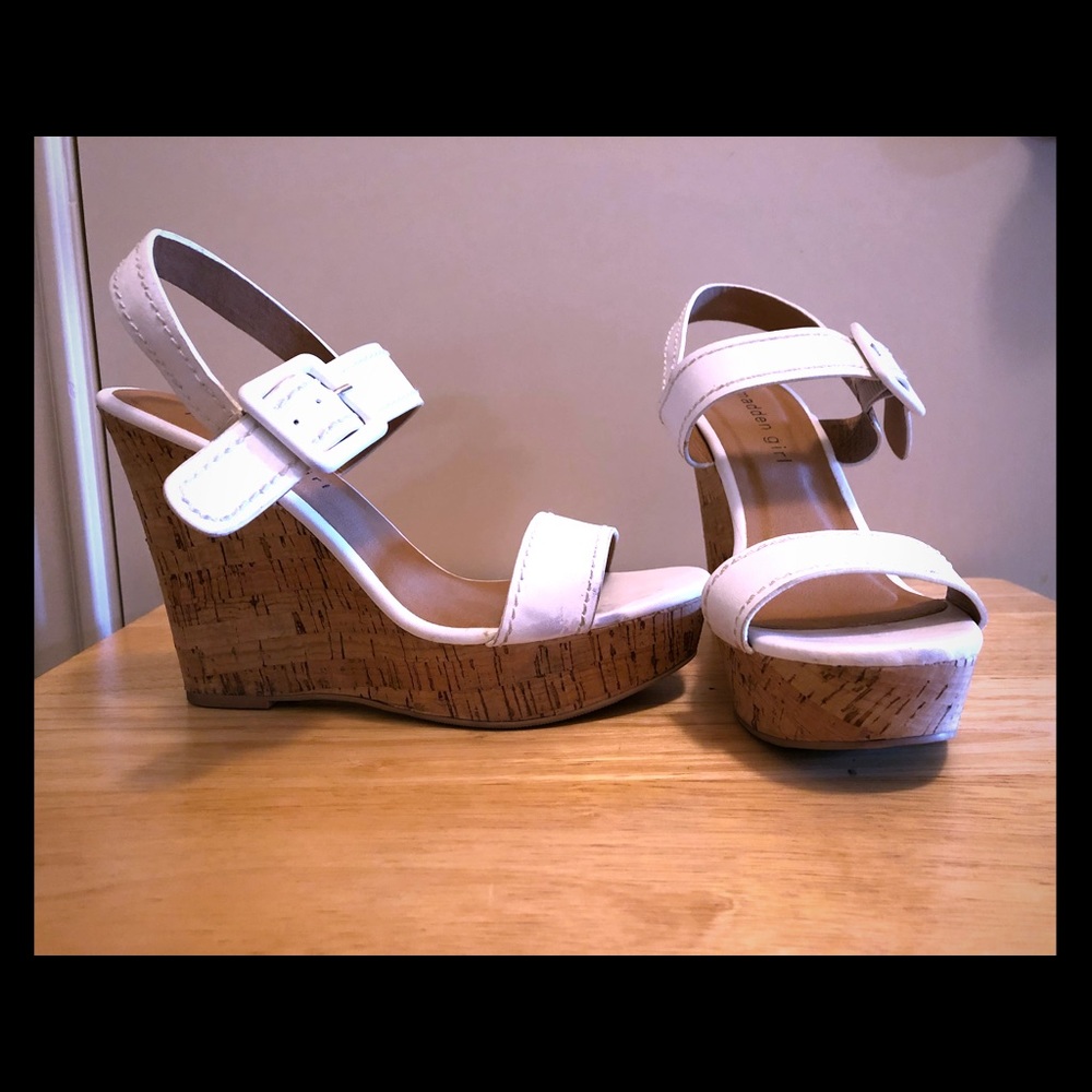White wedge heeled sandals